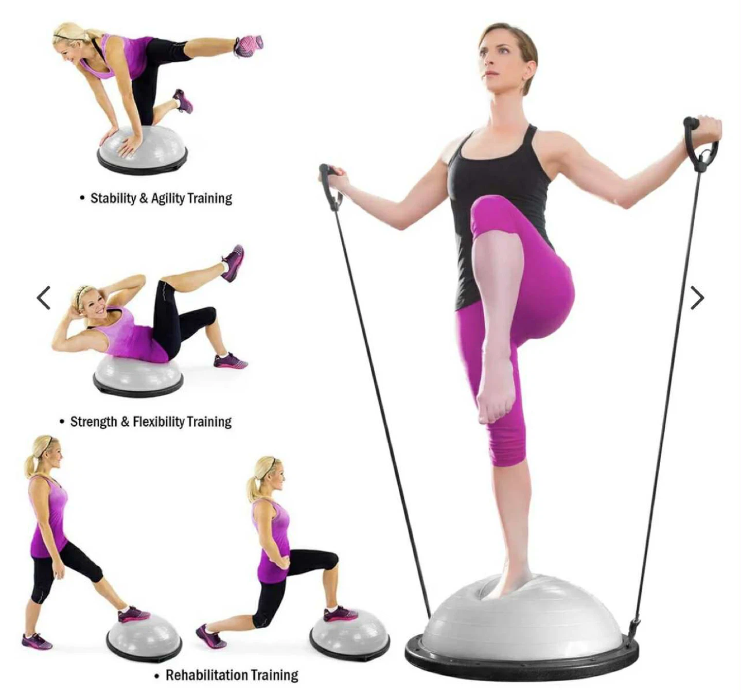 Sportneer Half Balance Ball Balance Board with Resistance Bands - photo 3
