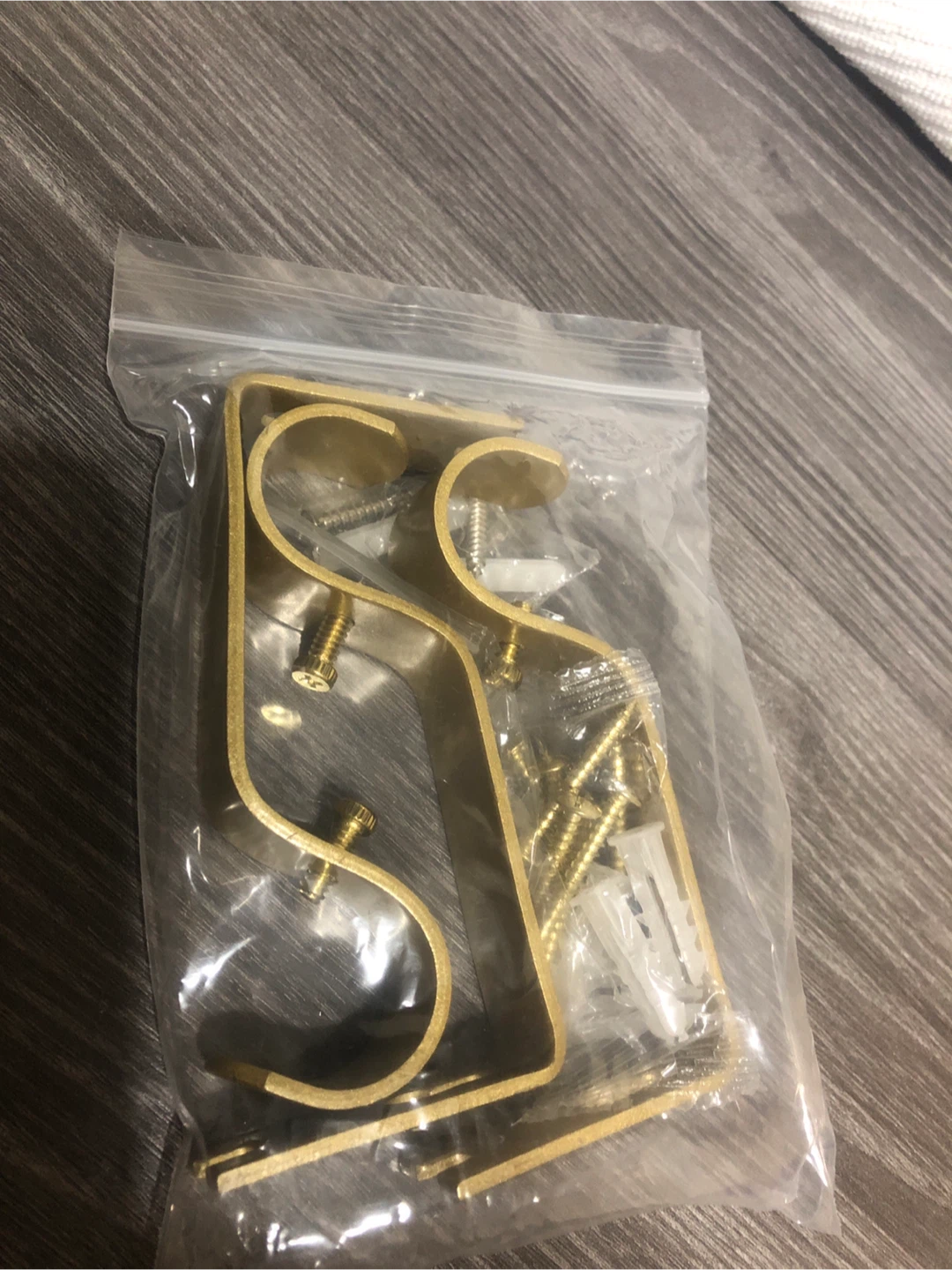 NEW-Curtain Rod Brackets Set of 3  - Gold Tone