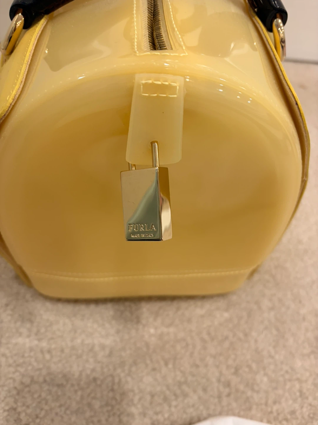 Furla Candy satchel yellow rubber/snakeskin-embossed leather. - photo 4