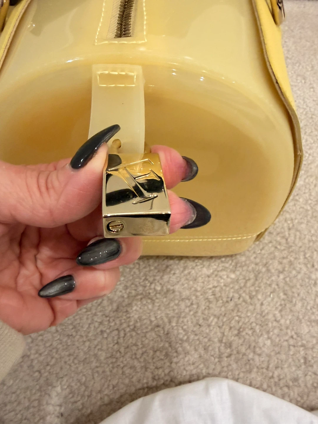 Furla Candy satchel yellow rubber/snakeskin-embossed leather. - photo 5