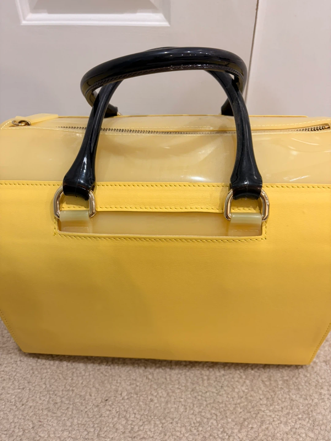 Furla Candy satchel yellow rubber/snakeskin-embossed leather. - photo 3