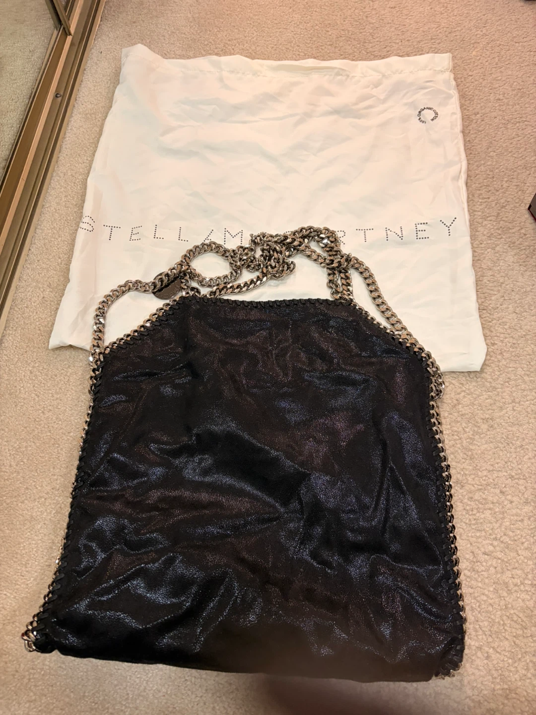 Stella McCartney Falabella like black bag with a silver chain