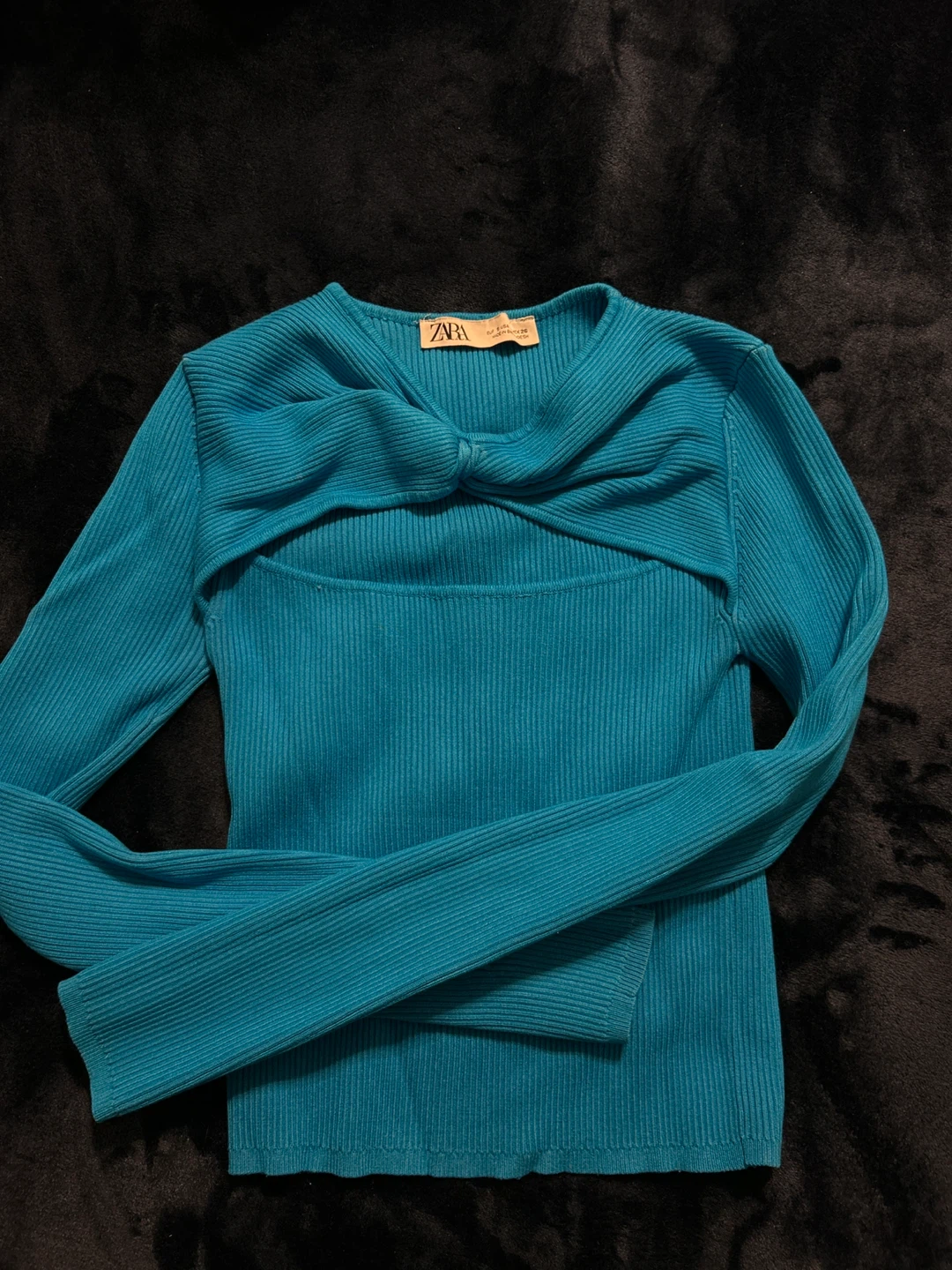 Zara Cut Out Knit Top - Turquoise