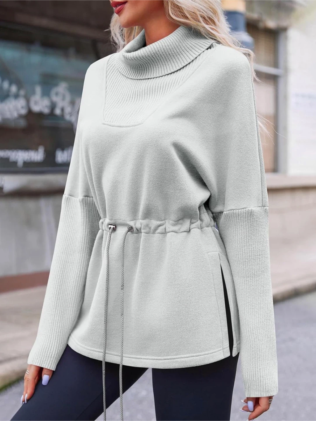 NEW! Grey Turtleneck Drawstring Tunic Top - photo 3