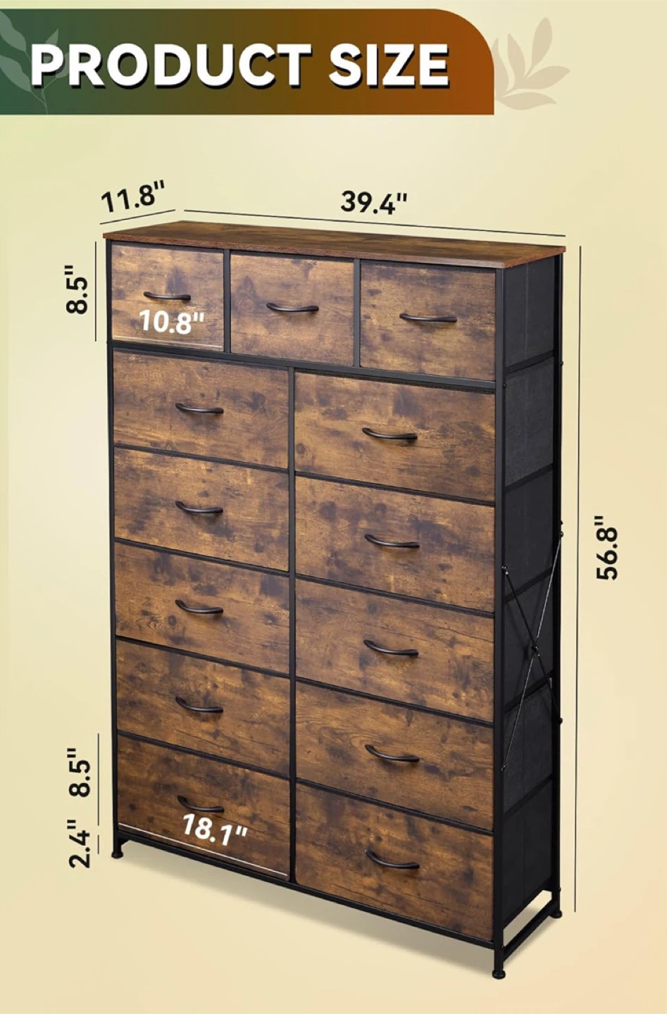 Rustic Brown Dresser with 12 Drawers - photo 3