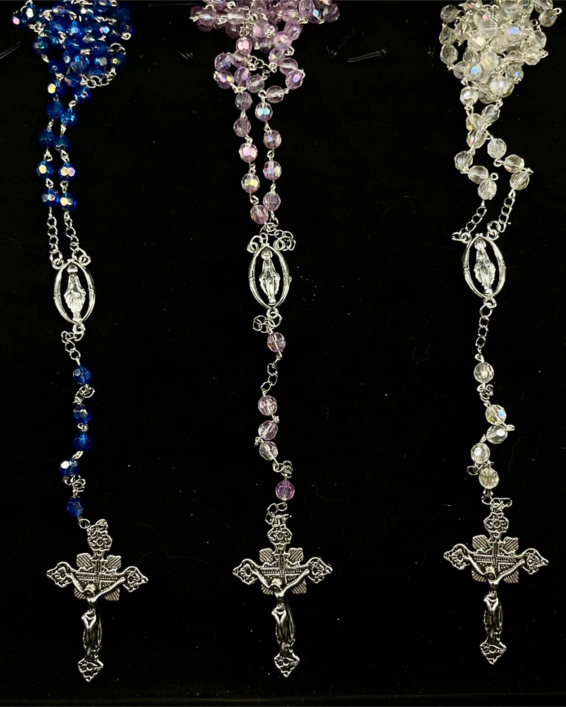Rosary Beads - Blue, Purple, Clear