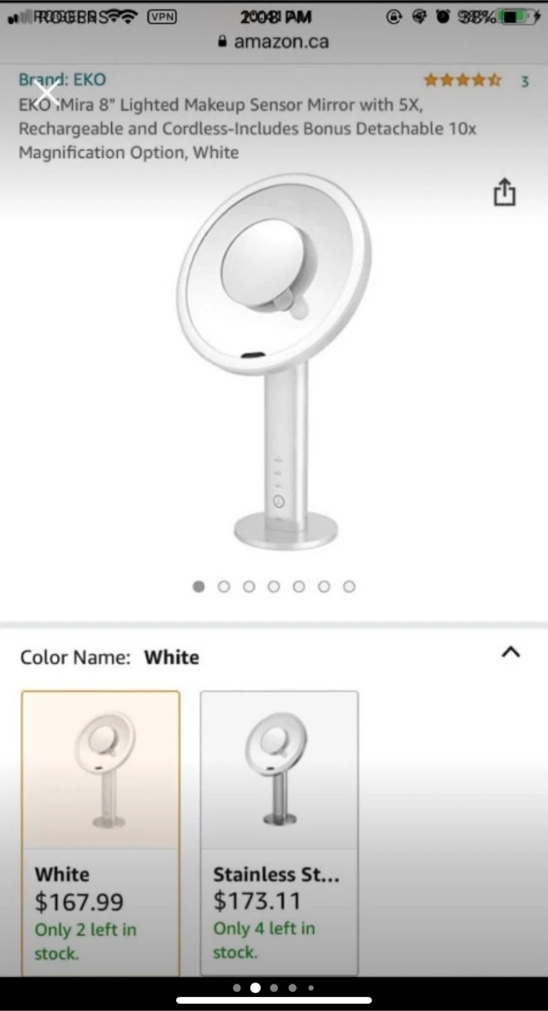 EKO iMira 8" Lighted Makeup Sensor Mirror - photo 2