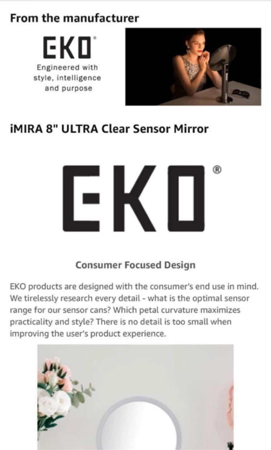 EKO iMira 8" Lighted Makeup Sensor Mirror - photo 4