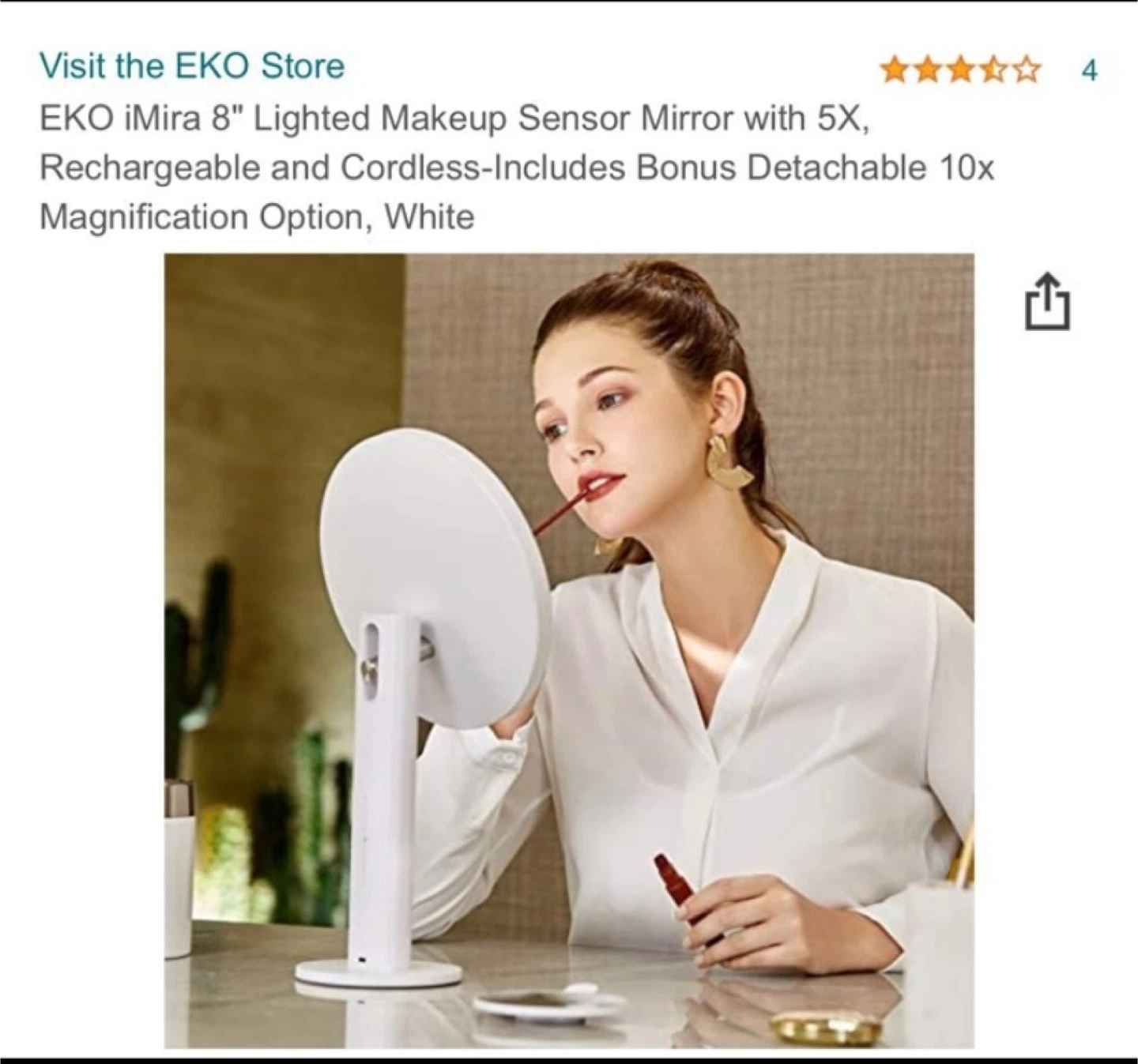 EKO iMira 8" Lighted Makeup Sensor Mirror - photo 3