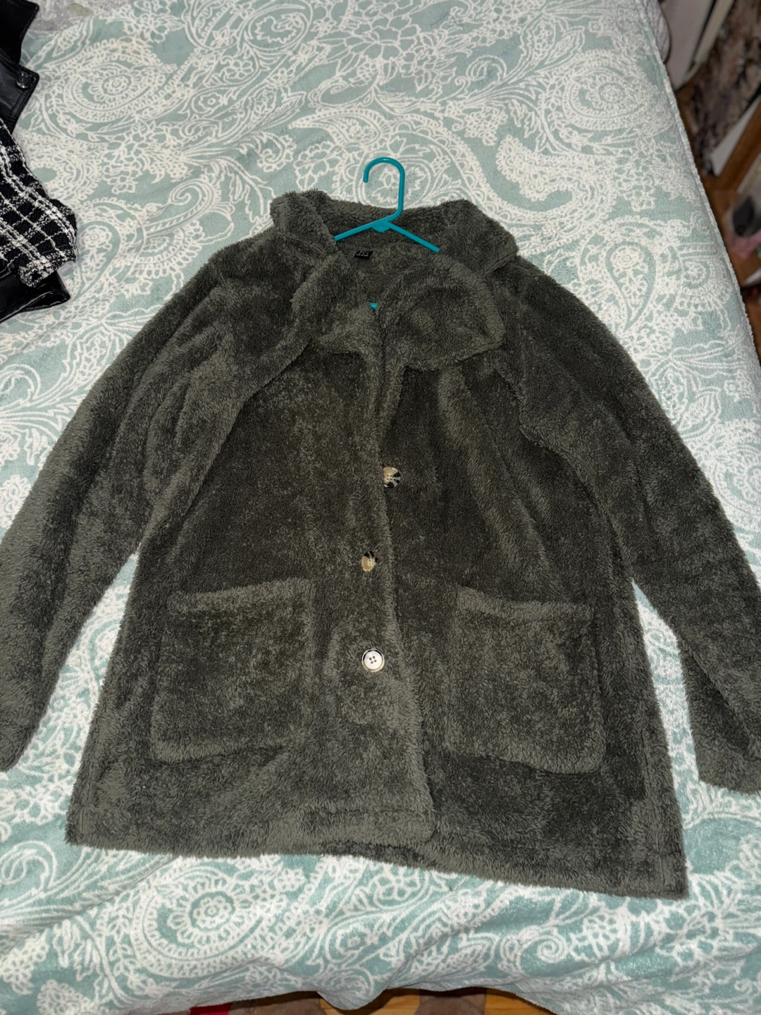 Olive Green Fuzzy Jacket