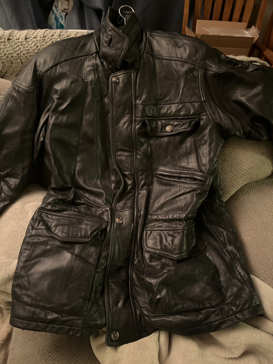 Danier Black Leather Jacket - Size M