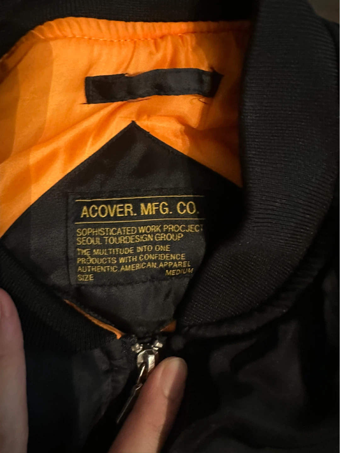 ACOVER MFG. CO. Black Bomber Jacket - Medium - photo 2