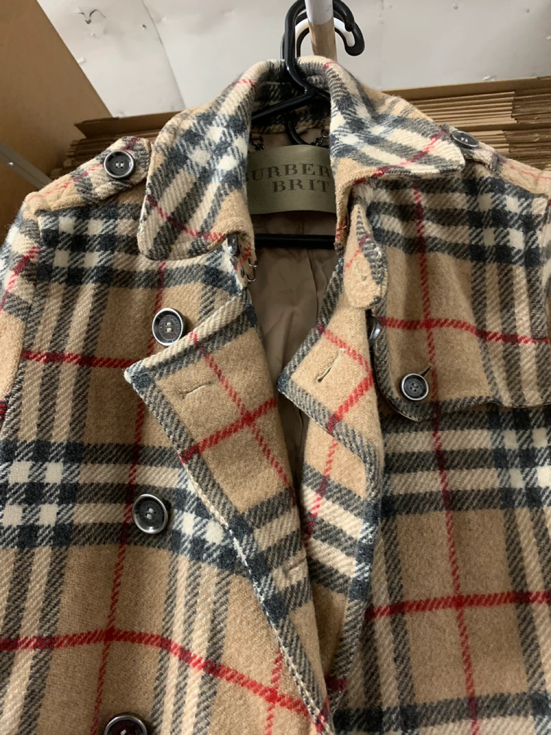 Burberry Brit Plaid Wool Coat