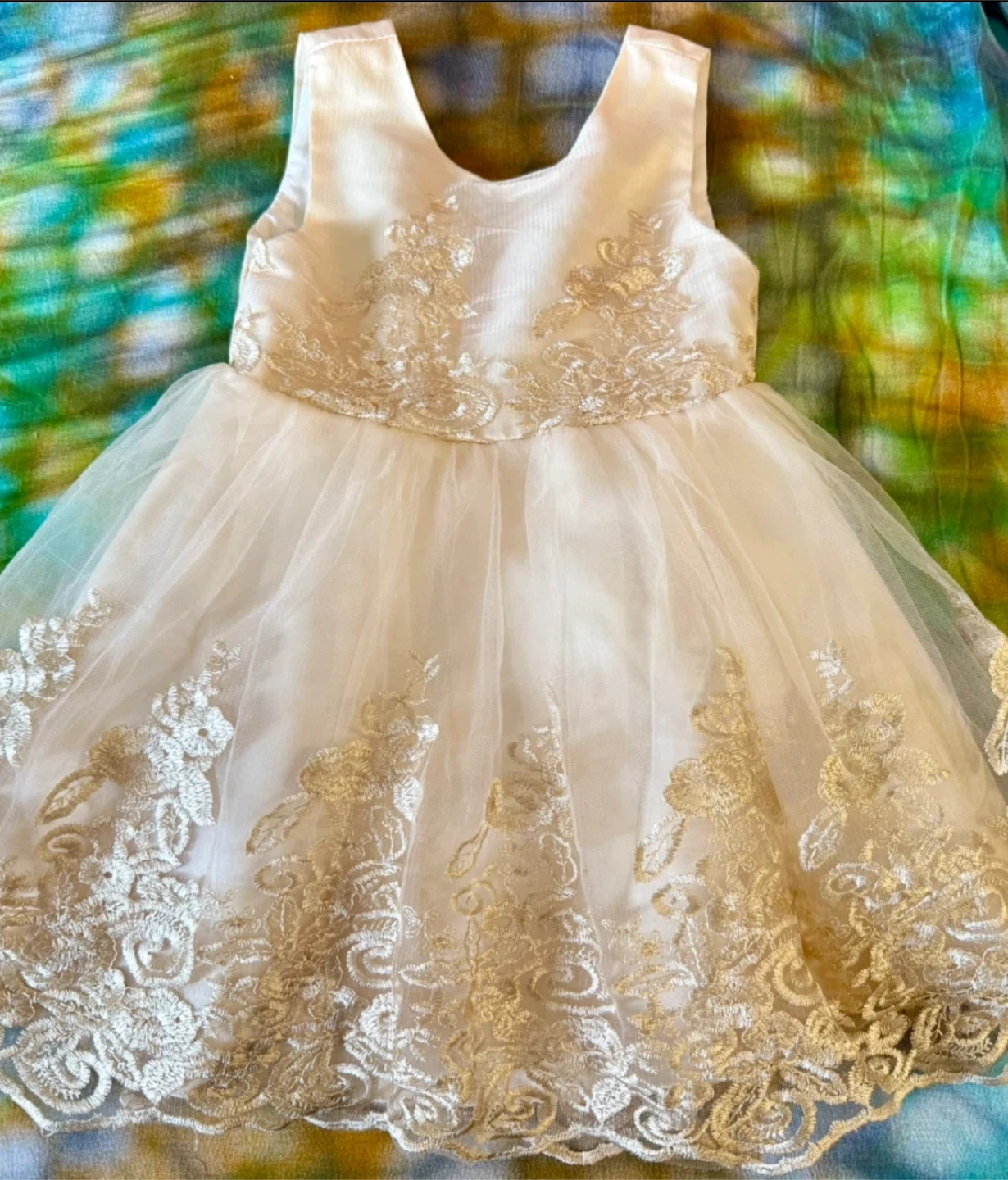 White & Gold Dress - 12-18 months