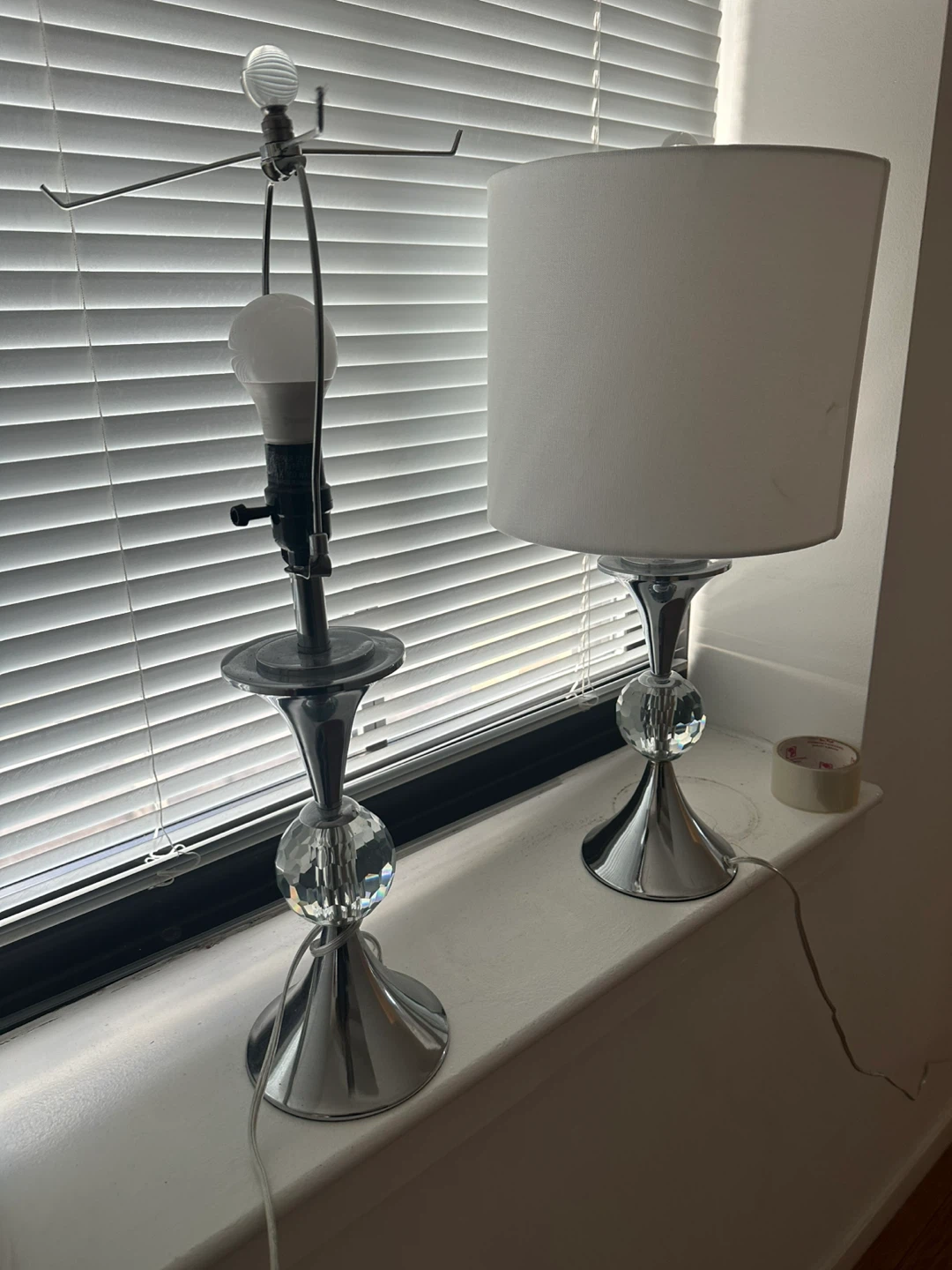 Crystal Accent Table Lamp - White Shade