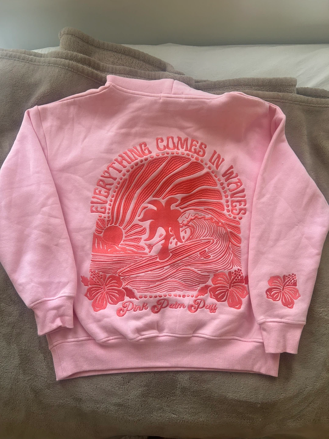 Pink Palm Puff Hoodie - Size Small - photo 2