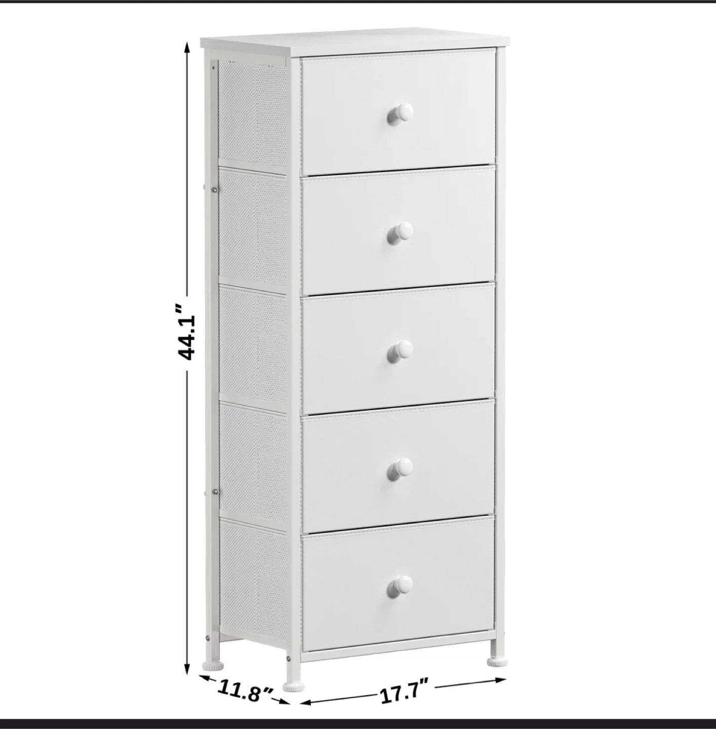 White 5-Drawer Dresser - Slim Tower Design - photo 3