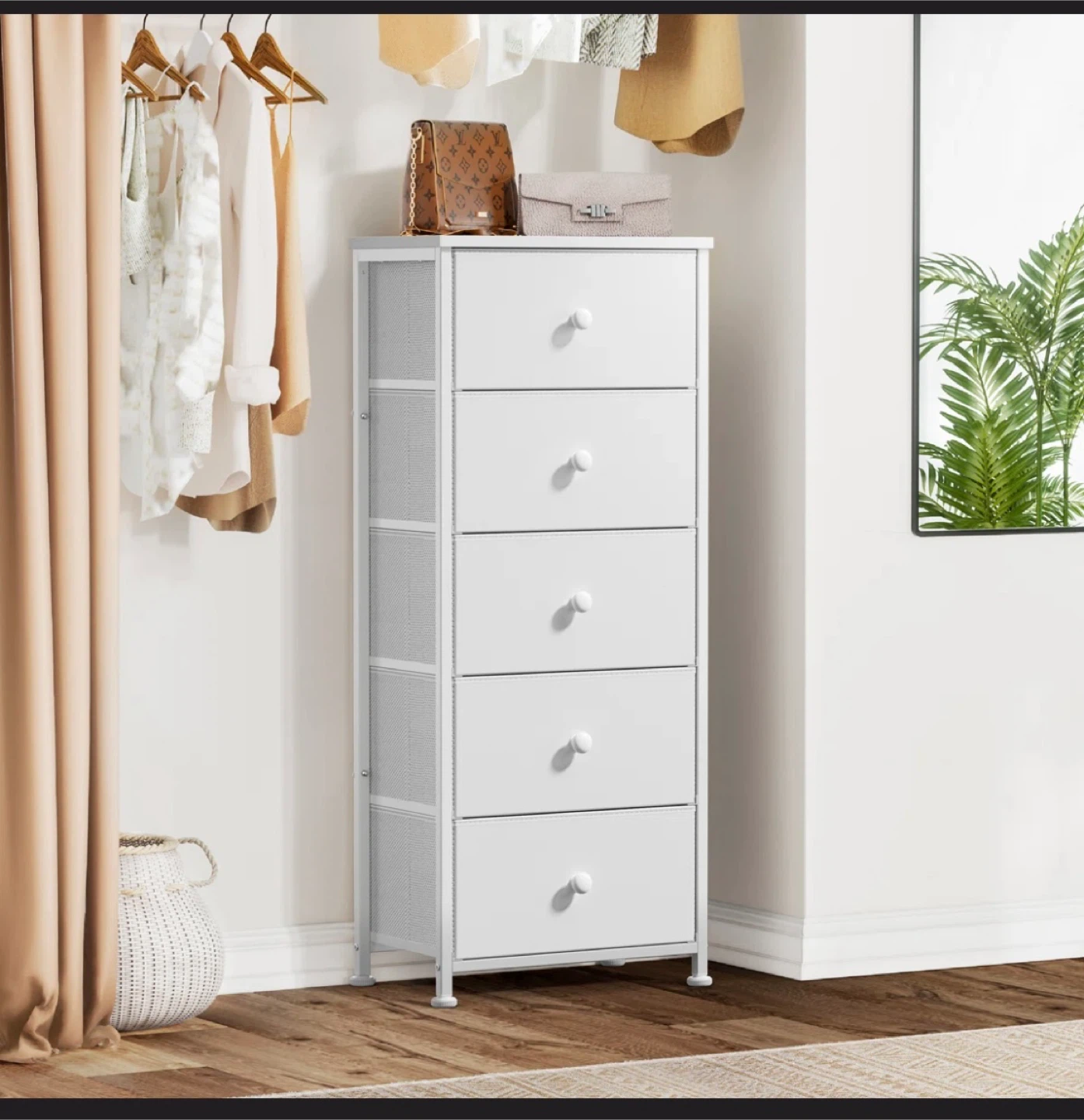 White 5-Drawer Dresser - Slim Tower Design - photo 2