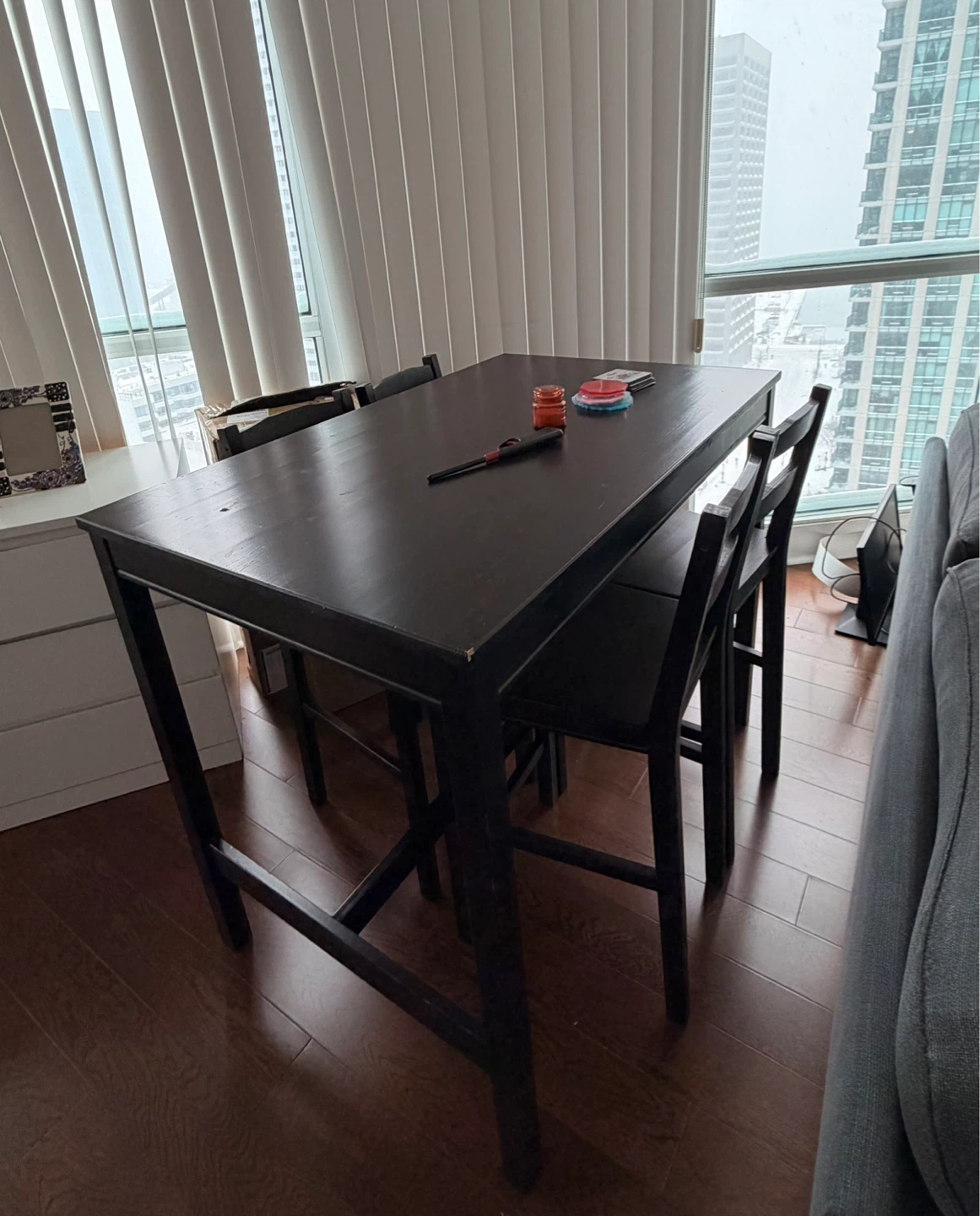 Dark Brown Dining Table with 4 Chairs