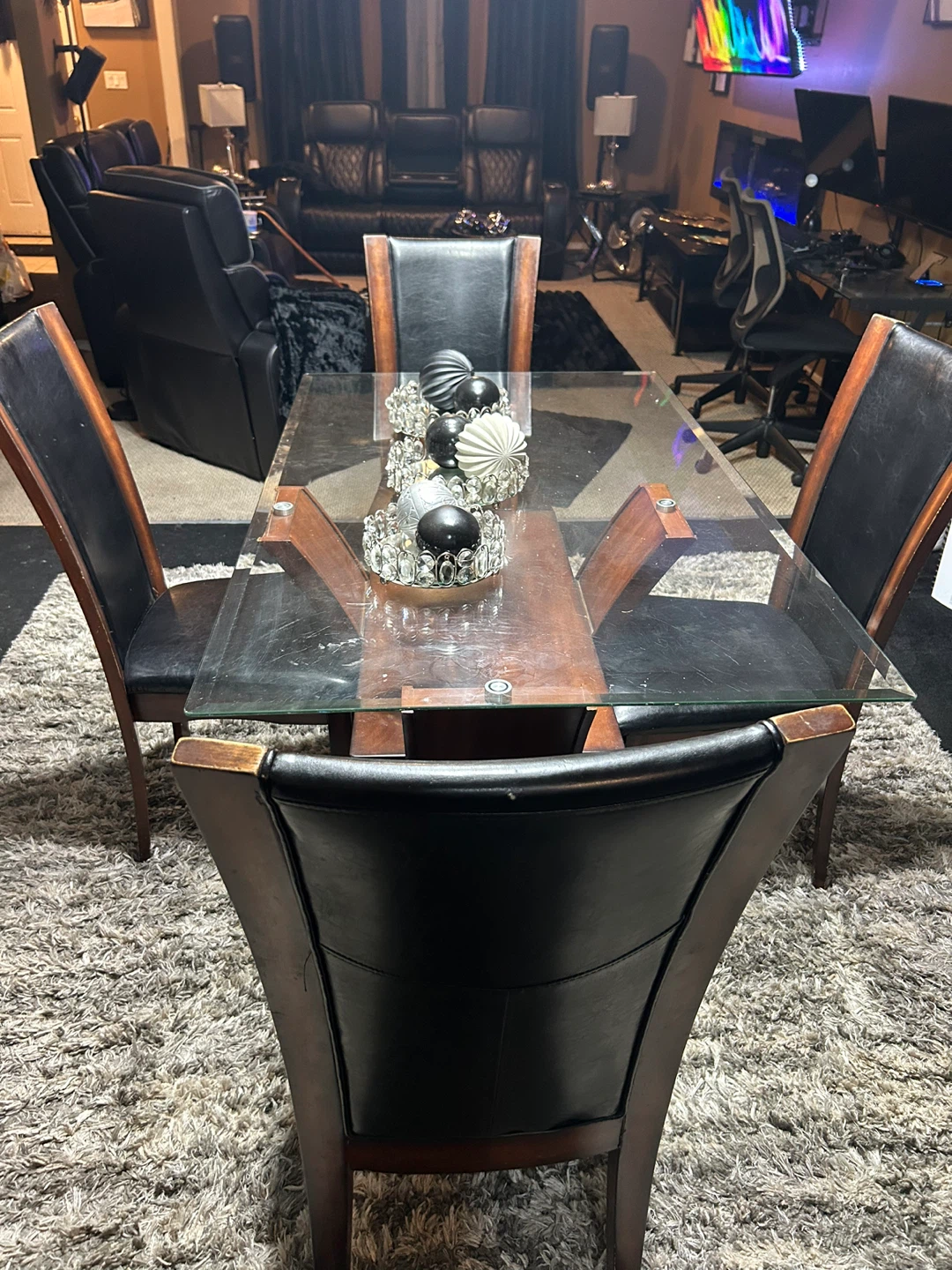 Glass Top Dining Table with 4 Chairs - photo 3
