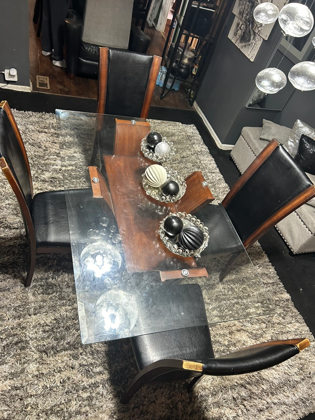 Glass Top Dining Table with 4 Chairs - photo 2