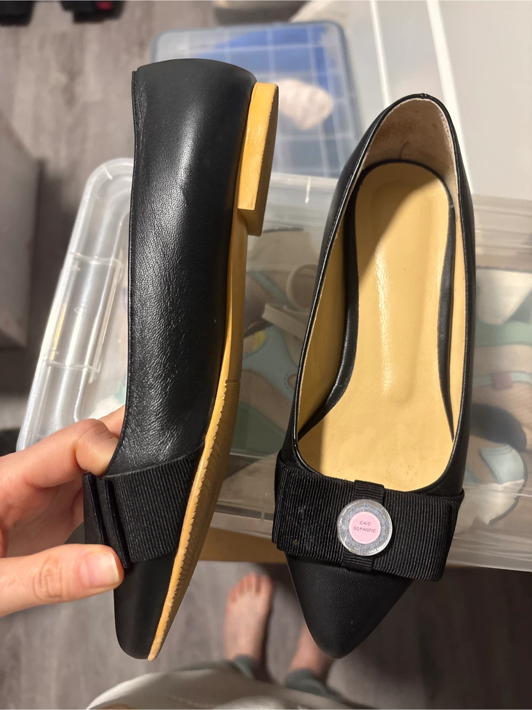Chic Sophistic Black leather Flats, Size 6 - photo 2