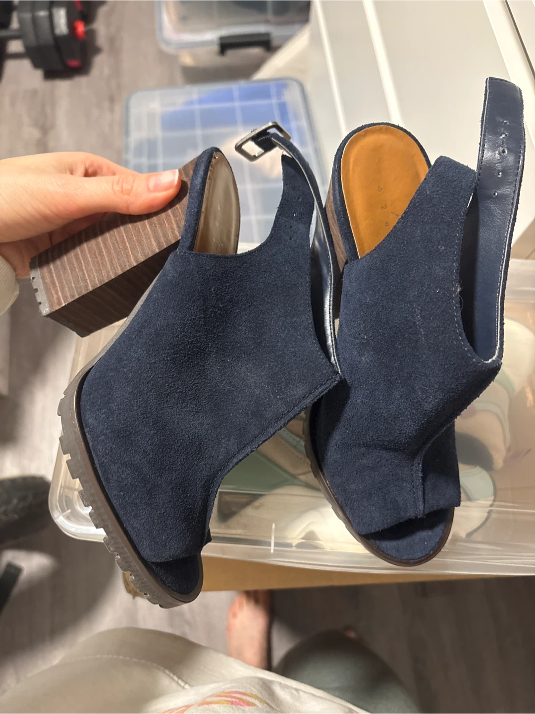 Cole Haan Blue Suede Heeled Sandals Size 5