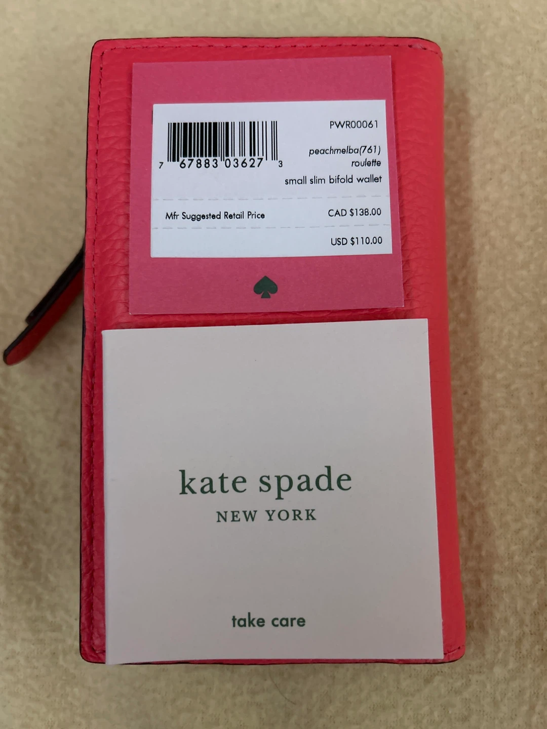 🥕 Kate Spade Peach Melba Small Slim Bifold Wallet - photo 3
