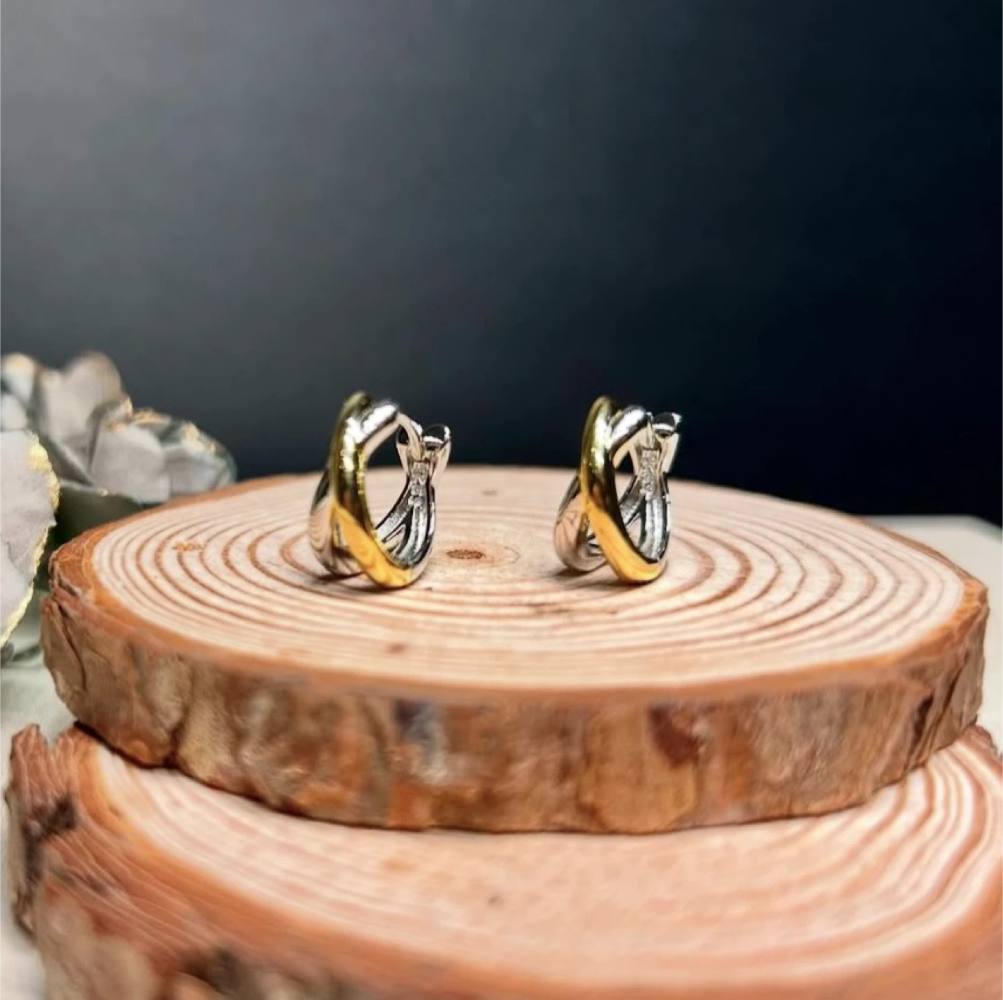 Two tone gold plated sterling silver Hoop Earrings 🏈(brand new ) - photo 4