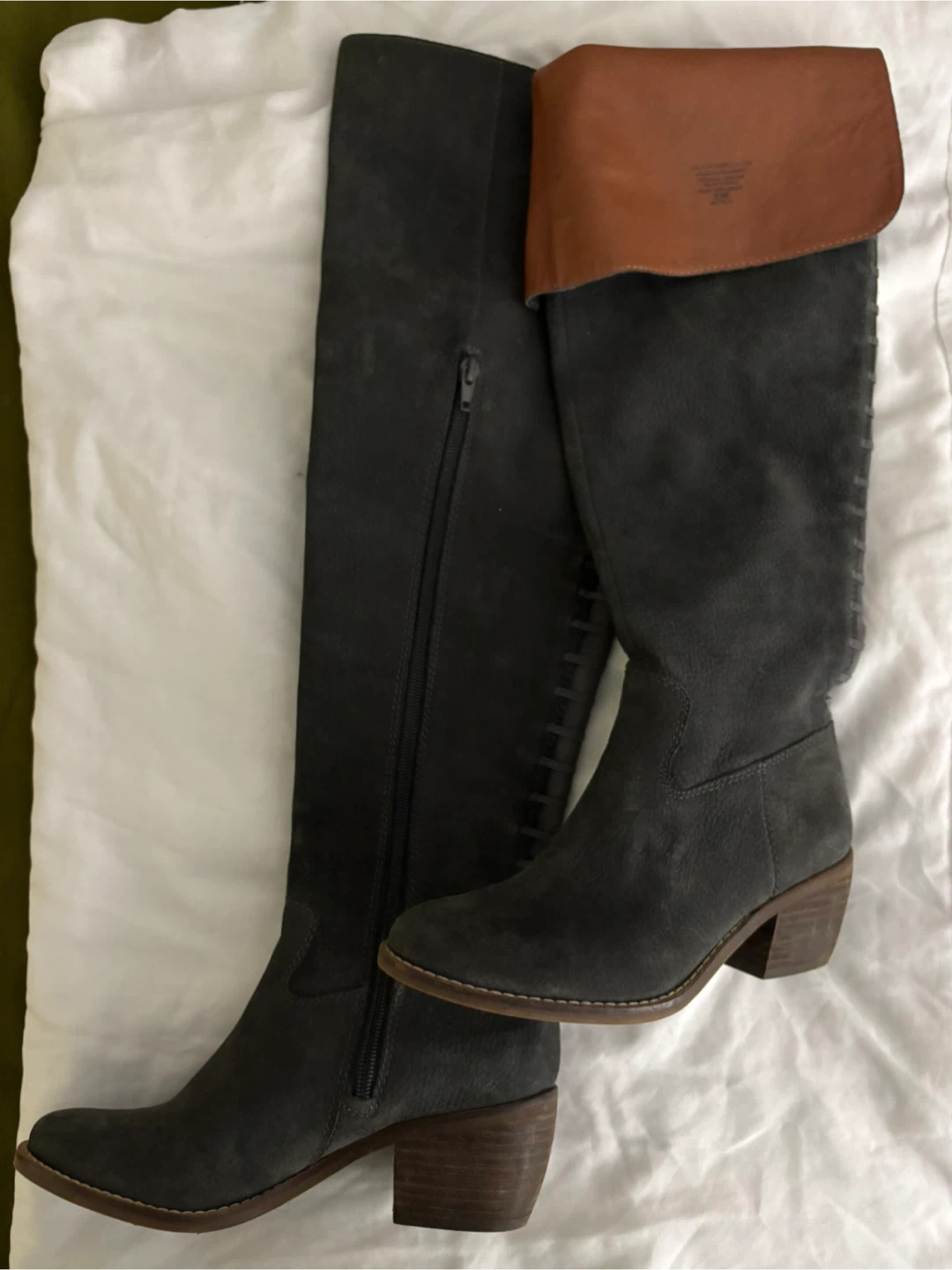 Lucky Brand Gray Leather Boots - Size 6