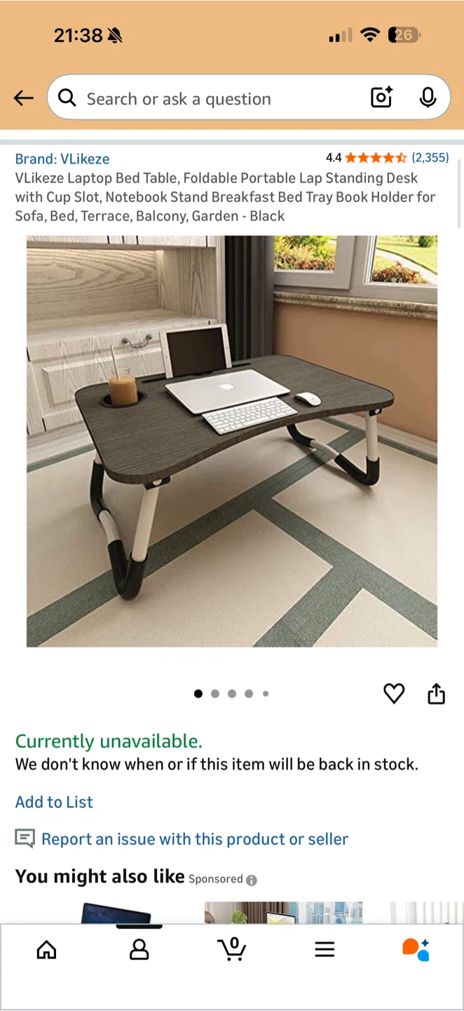 VLikeze Laptop Bed Table - Foldable & Portable