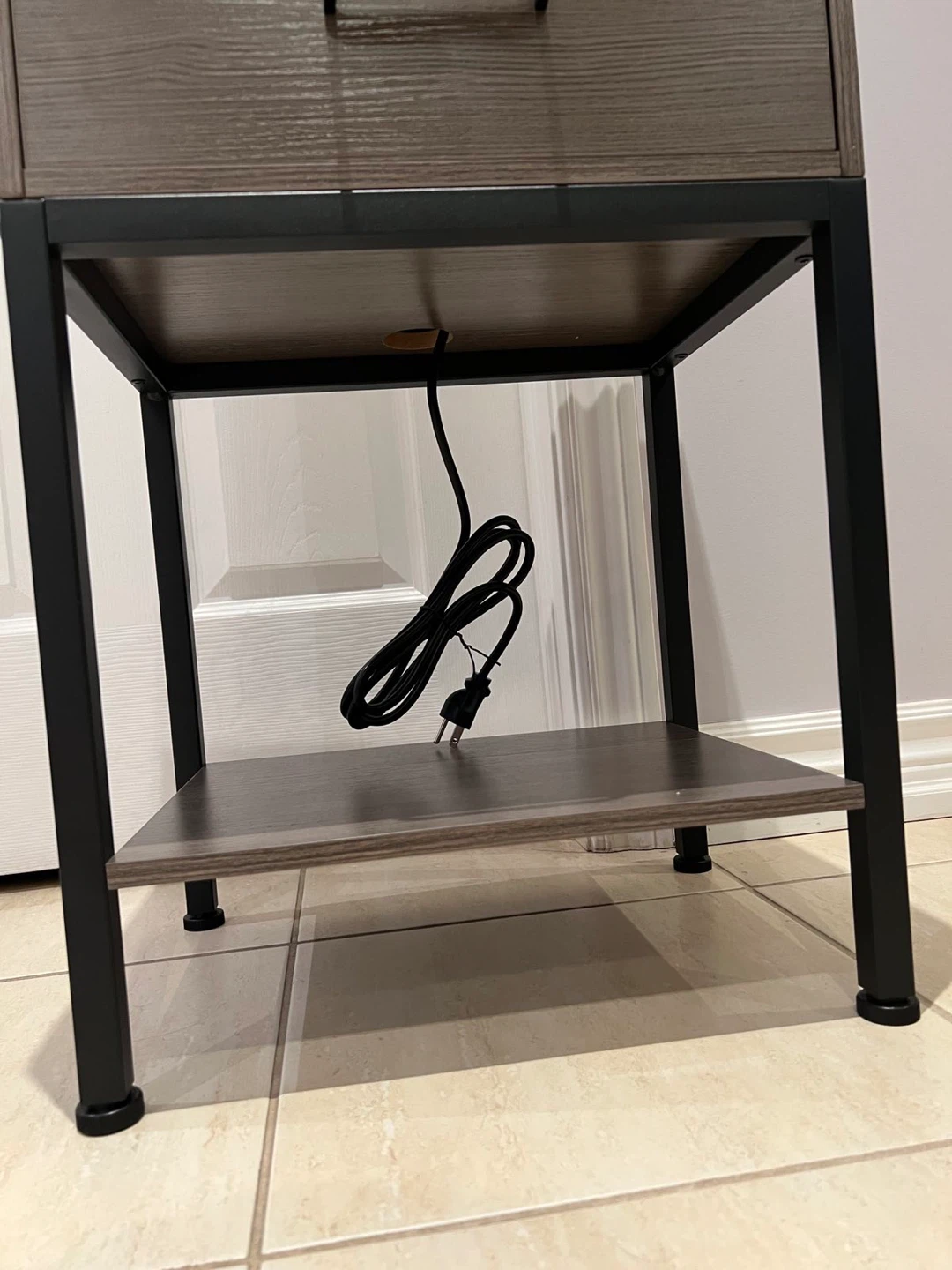 Nightstand with Charging Station, Grey - photo 3