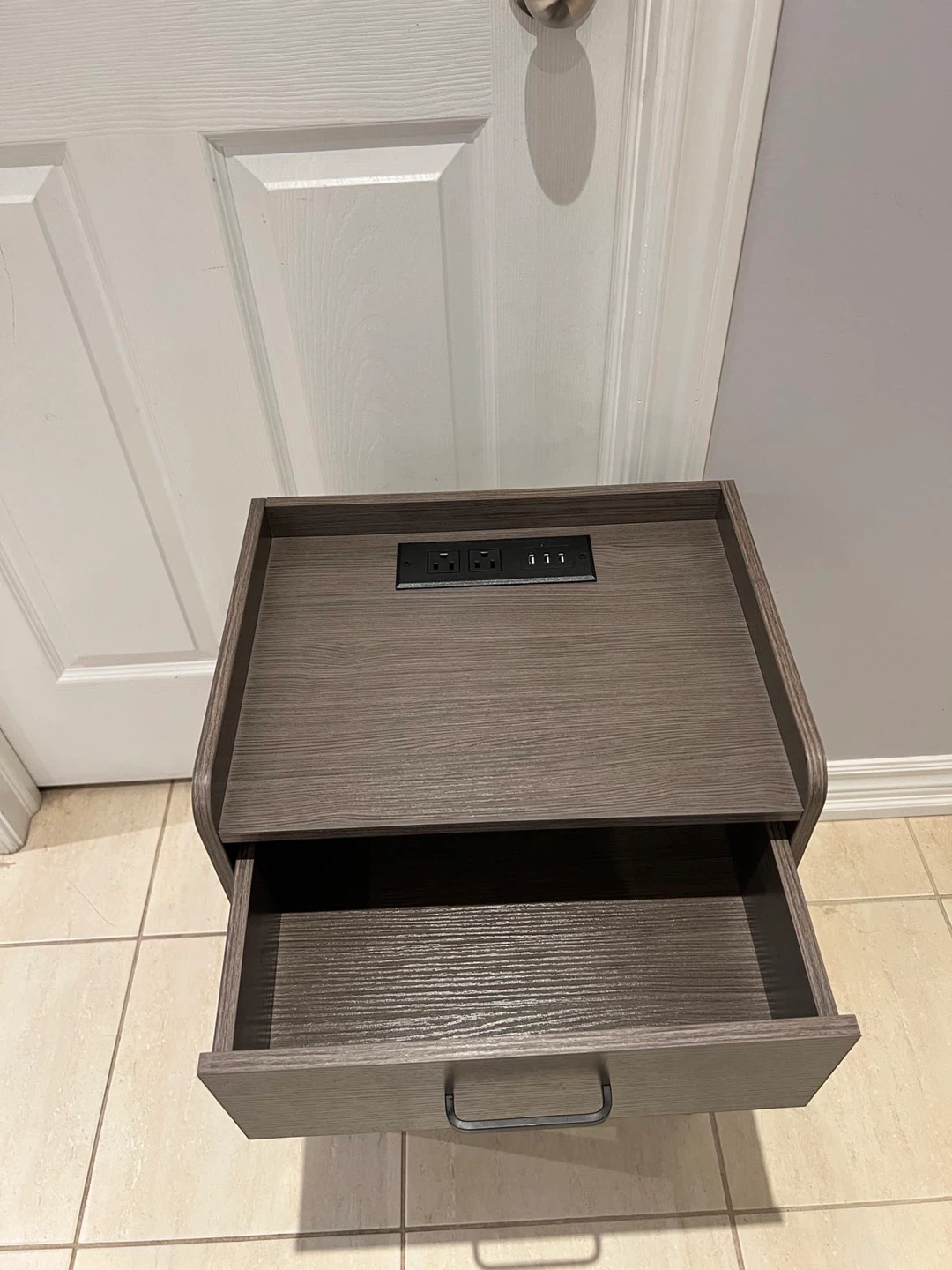 Nightstand with Charging Station, Grey - photo 2