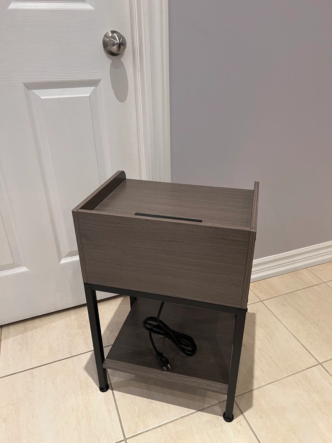 Nightstand with Charging Station, Grey - photo 4
