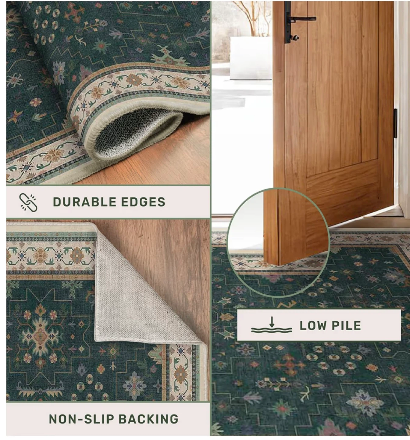 Green Area Rug - Machine Washable - photo 4