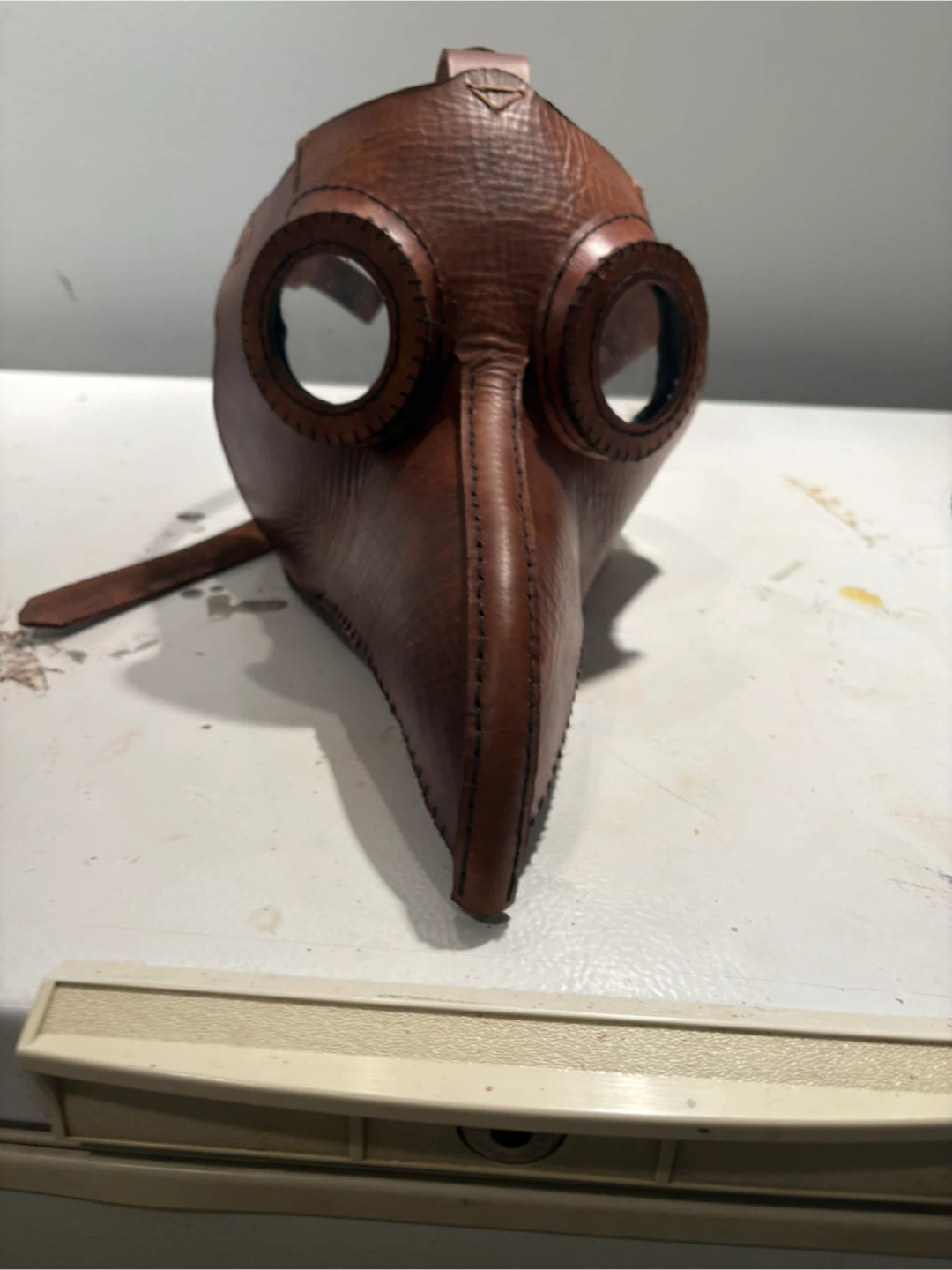 Leather Plague Doctor Mask with Top Hat - photo 3