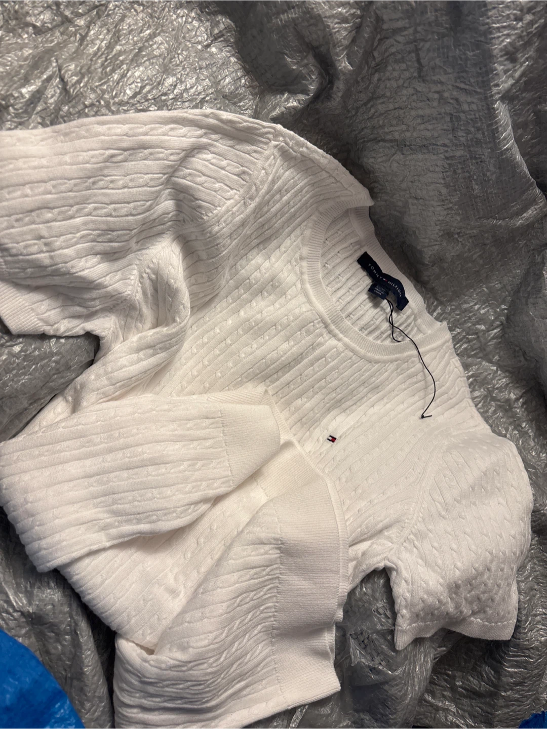 NWOT Tommy Hilfiger White Cable Knit Sweater - XL