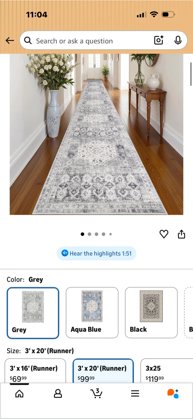 RUUGME 3x20 Washable Runner Rug - Grey - photo 5
