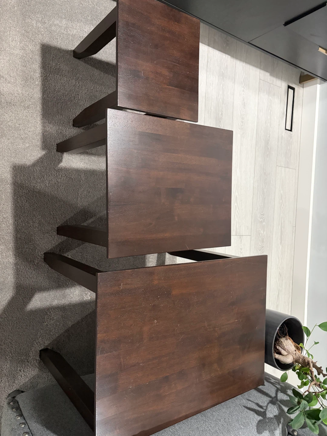 Nest of 3 Dark Wood Side Tables - photo 2