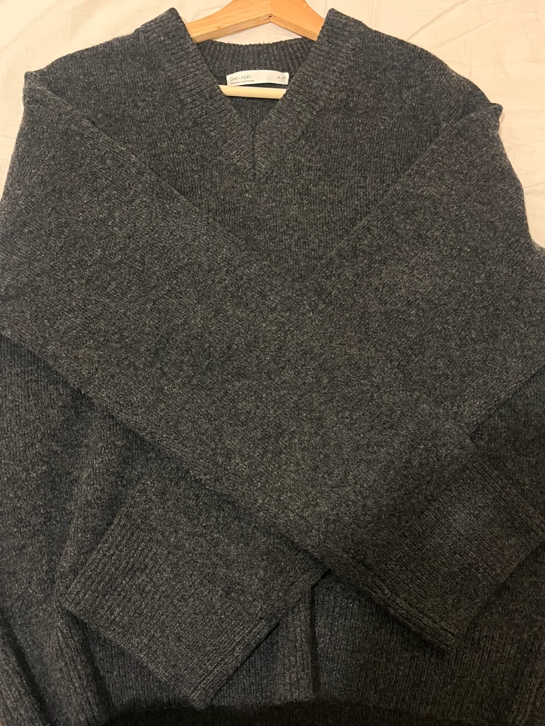 Oak + Fort Grey V-Neck Sweater - XS