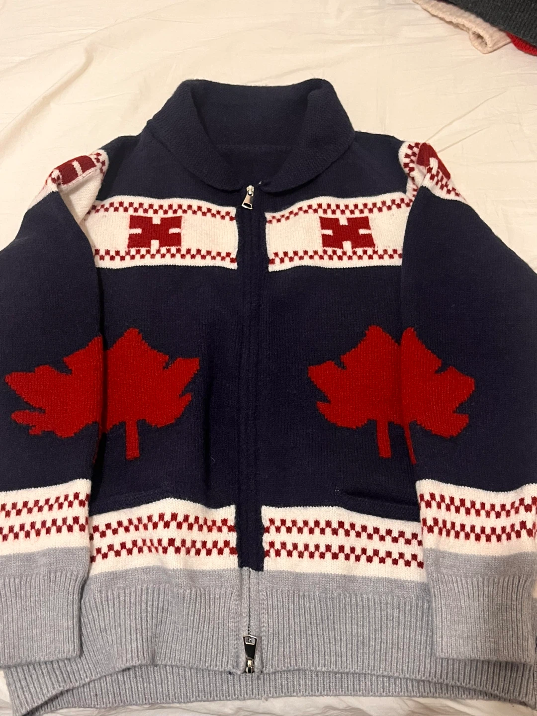 Maple Leaf Zip-Up Cardigan
