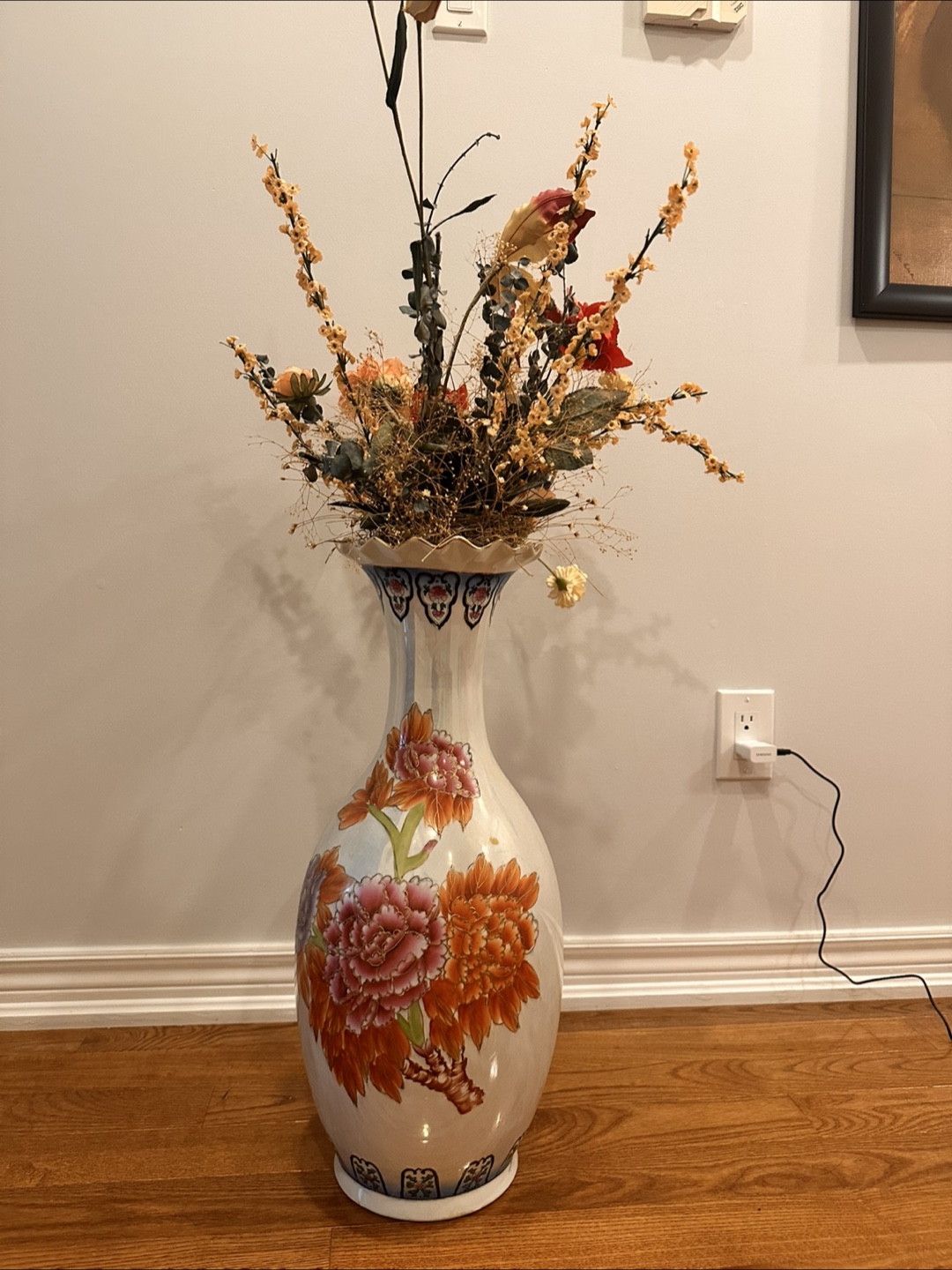 Large Floral Ceramic Vase
