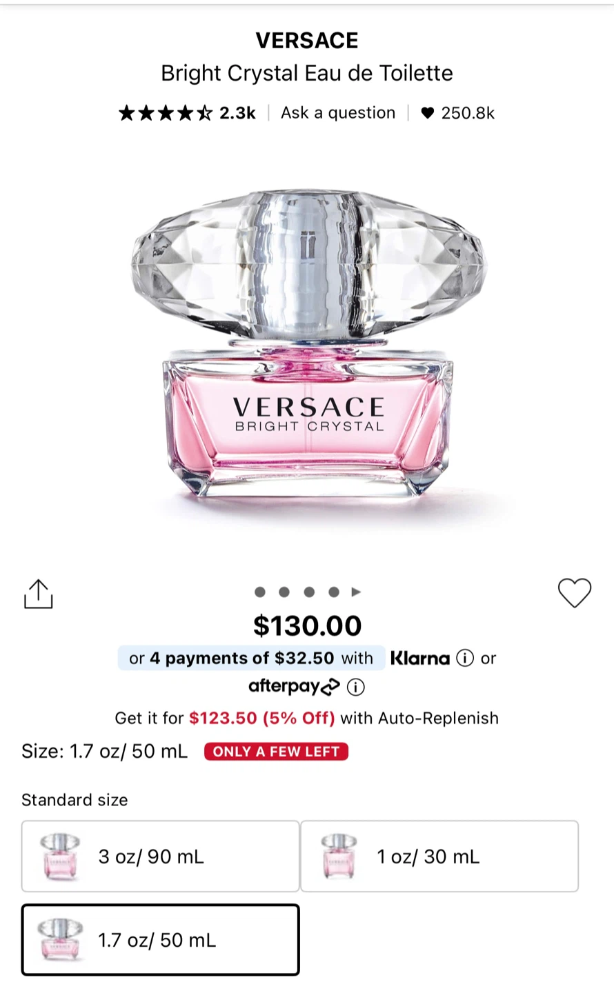 Versace Bright Crystal Eau de Toilette 50ml