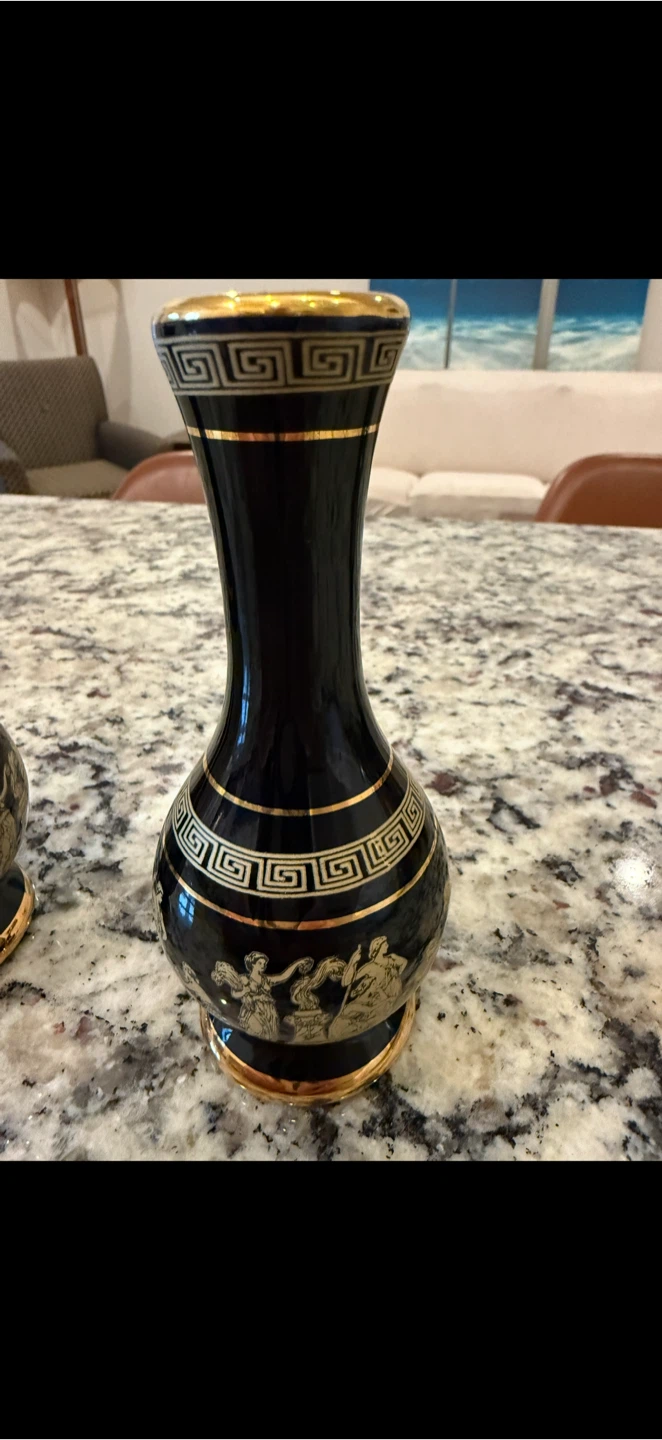 Decorative Black & Gold Greek Vases (Set of 2) - photo 2