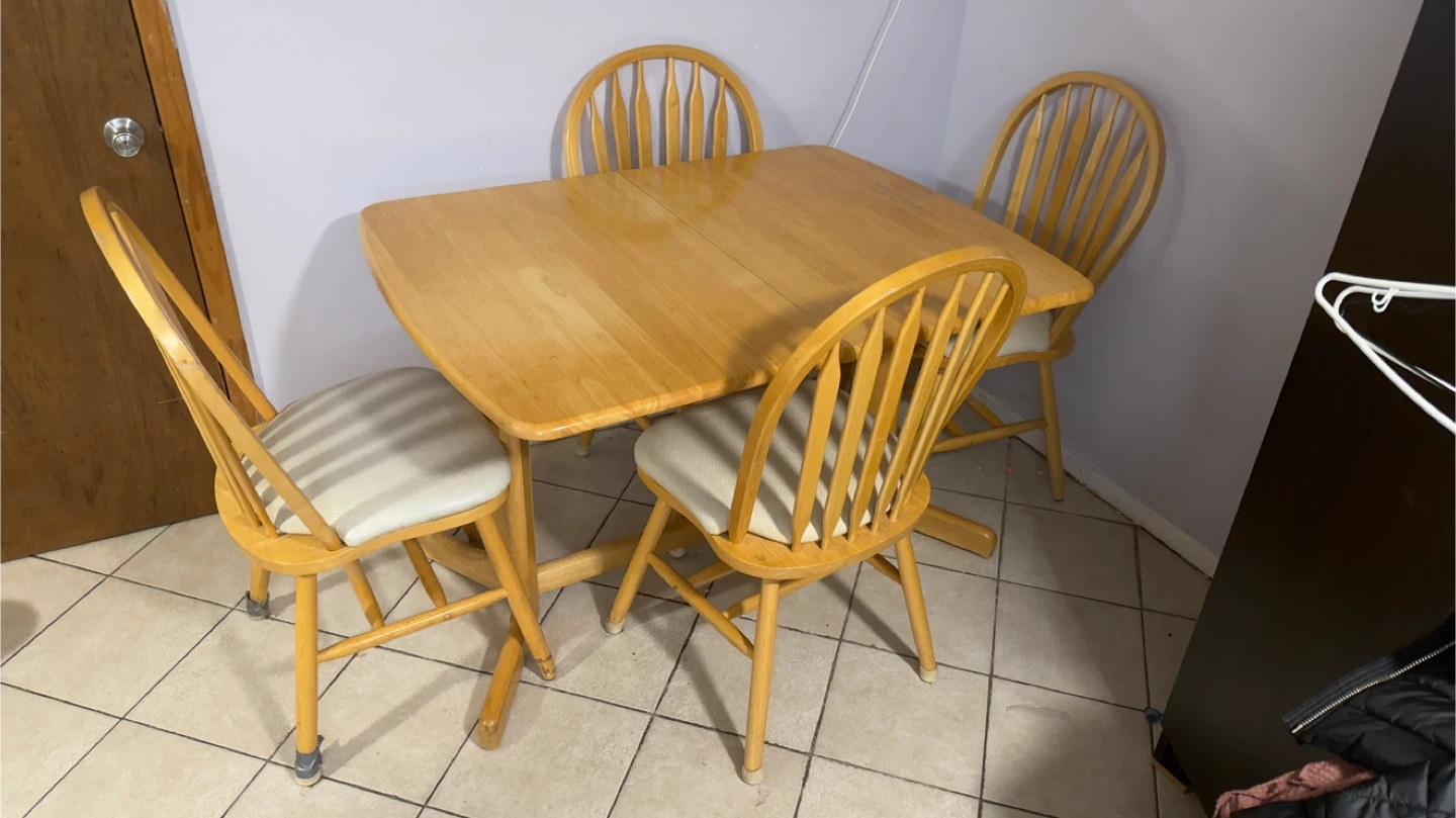 Wooden Dining Table Set with 4 Chairs