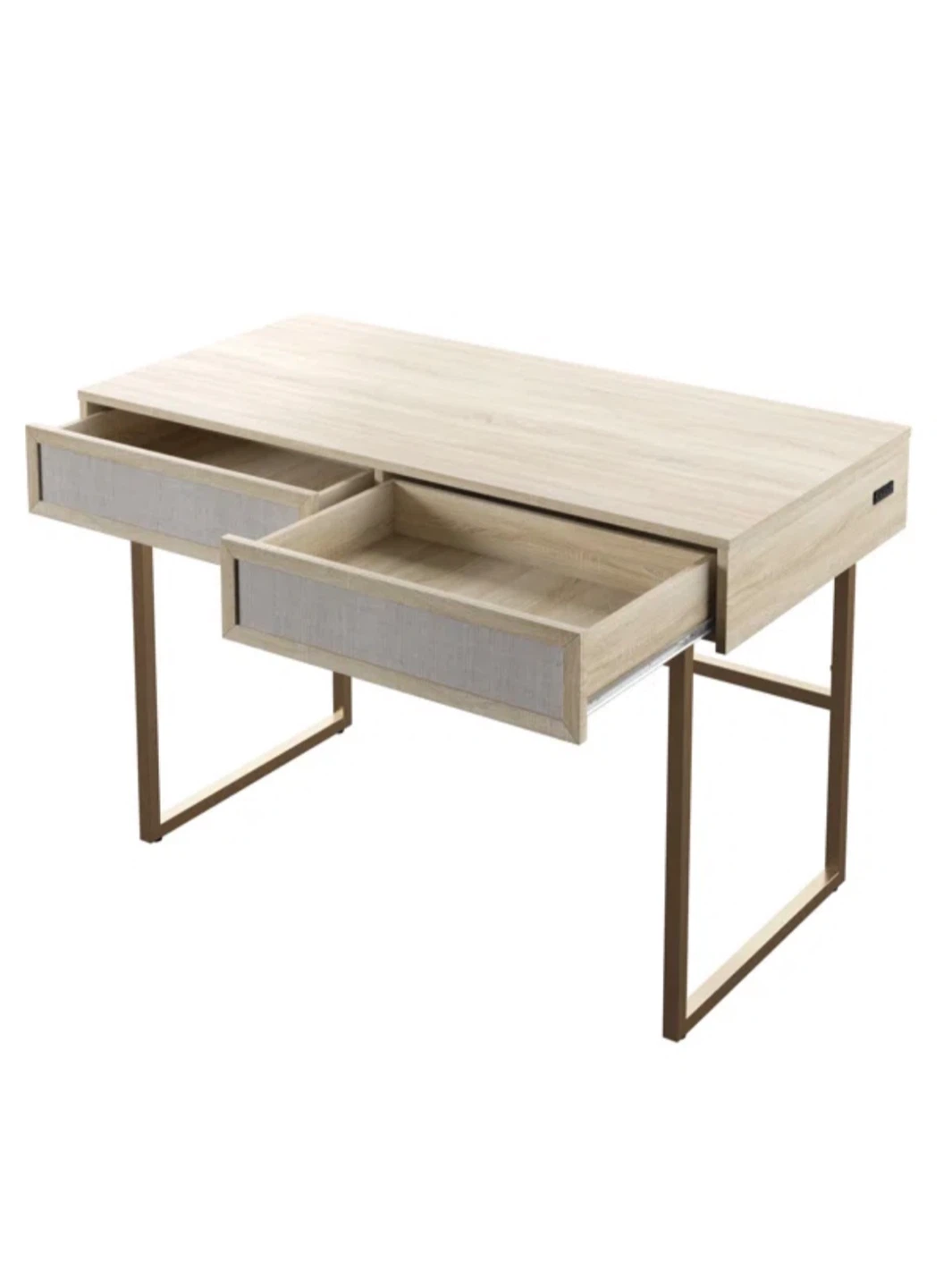 Built in USB Ports Office Writing Desk 2 Drawers Gold Detail - photo 2