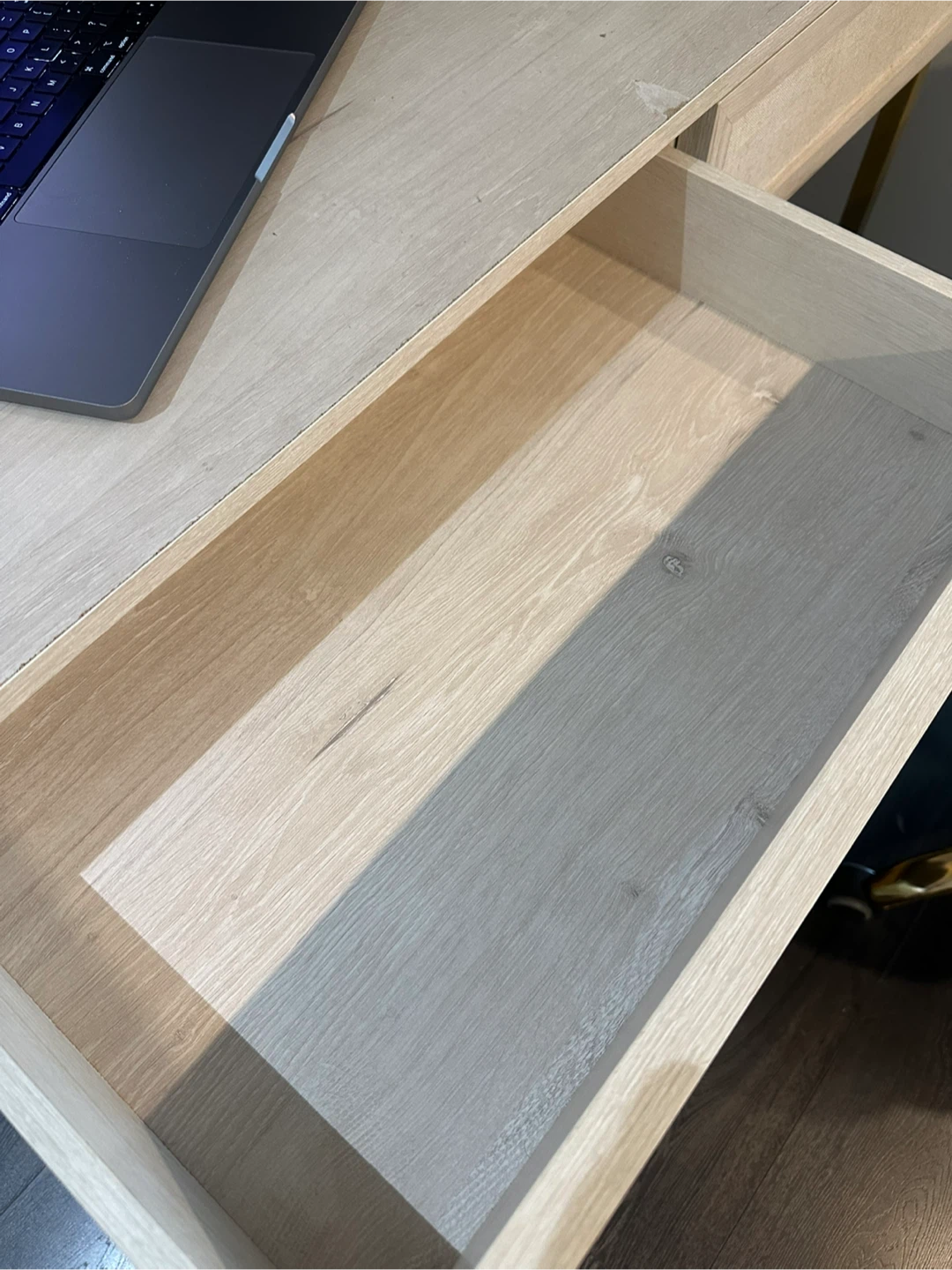 Built in USB Ports Office Writing Desk 2 Drawers Gold Detail - photo 5