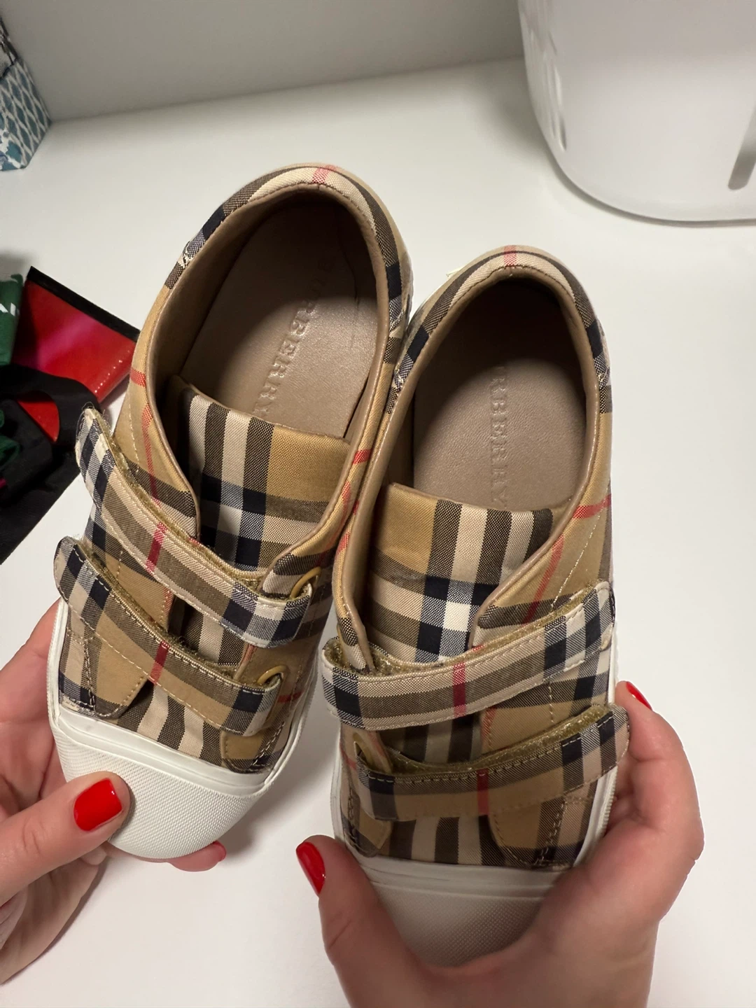 Burberry Kids Check Sneakers, Size 34 - photo 3