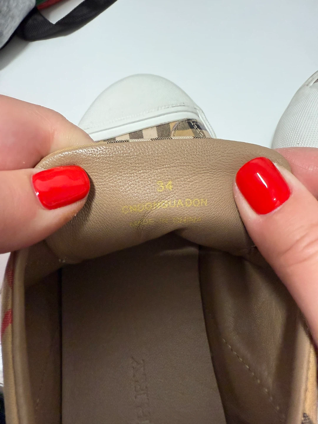 Burberry Kids Check Sneakers, Size 34