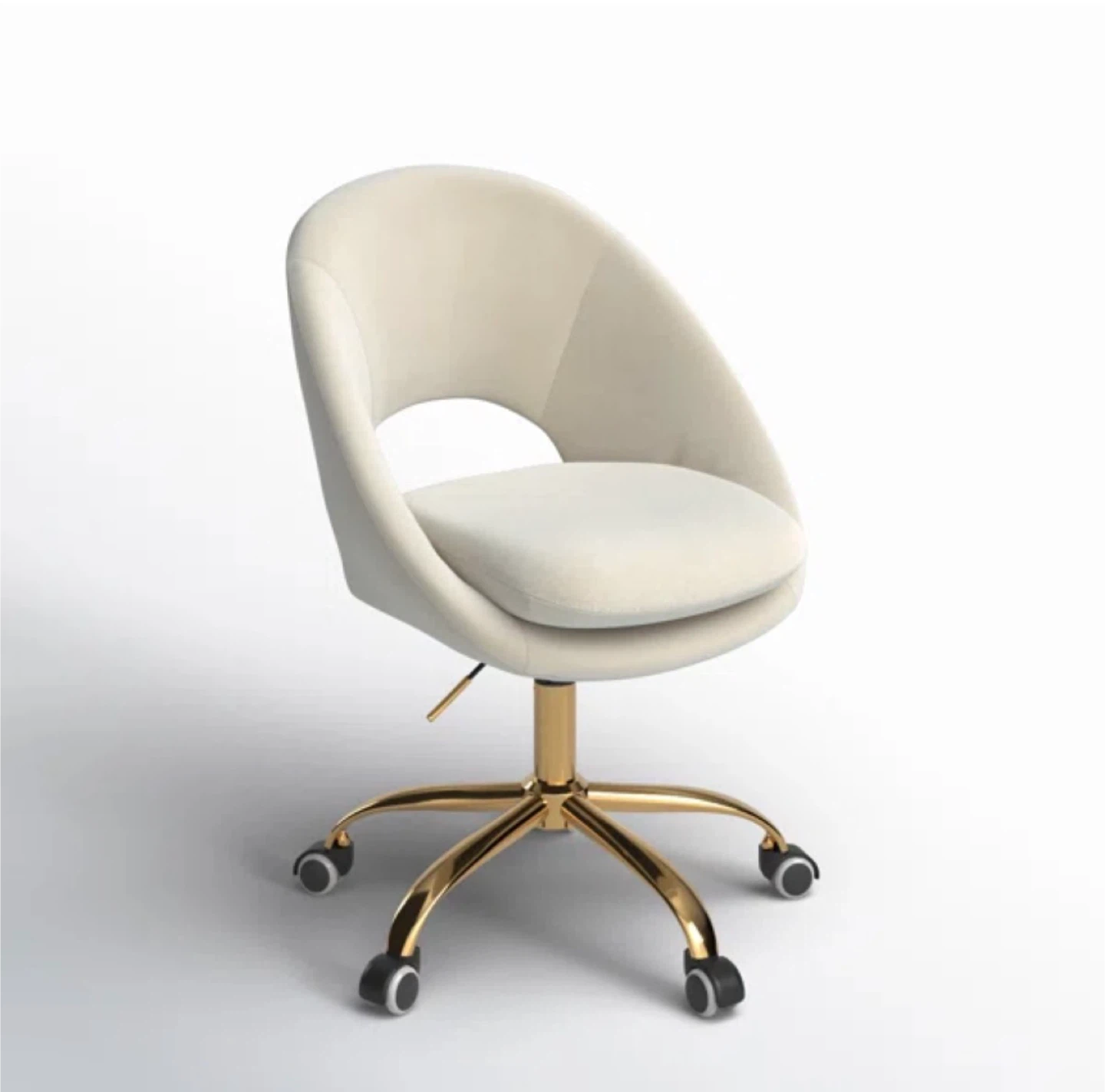 Ivory Velvet Swivel Adjustable Height Office Chair - photo 2